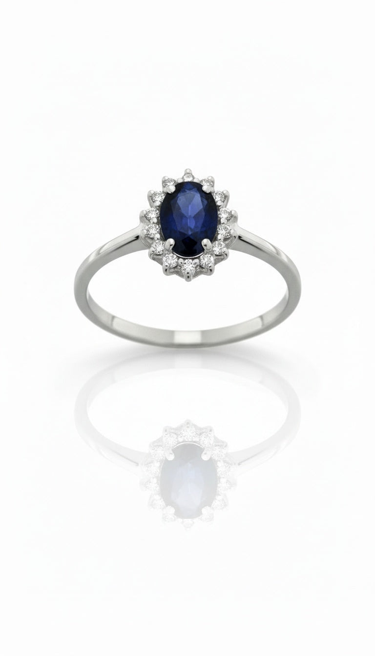 Anello Halo Sapphire