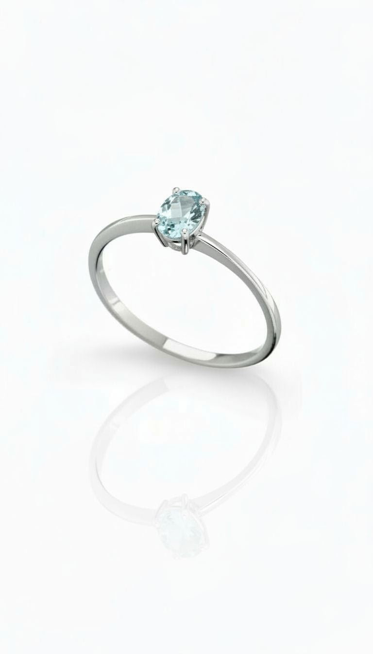 Anello Acquamarina 4x6