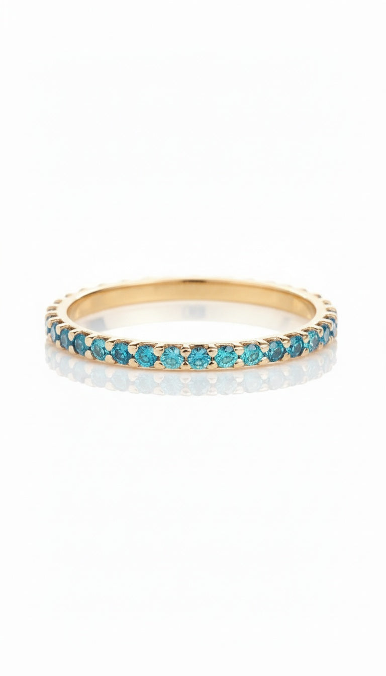 Anello Color Sky Blue Yellow Gold