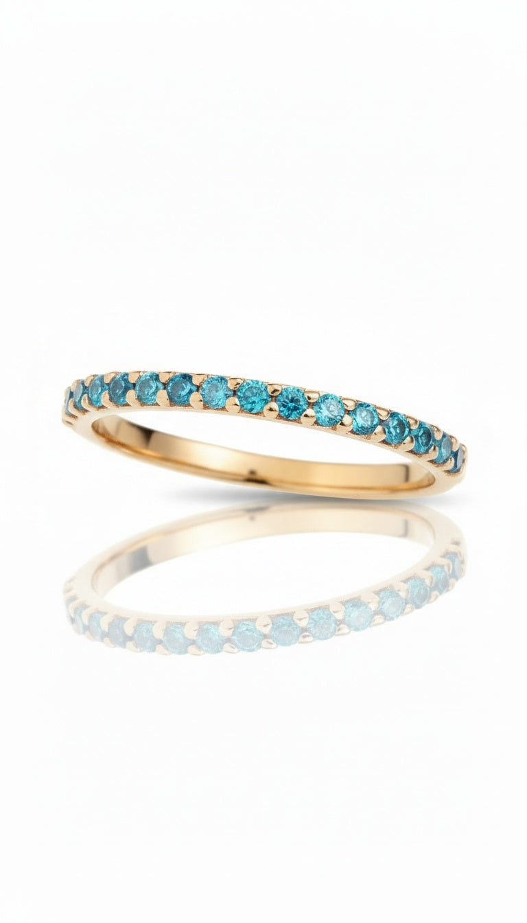 Anello Color Sky Blue Yellow Gold